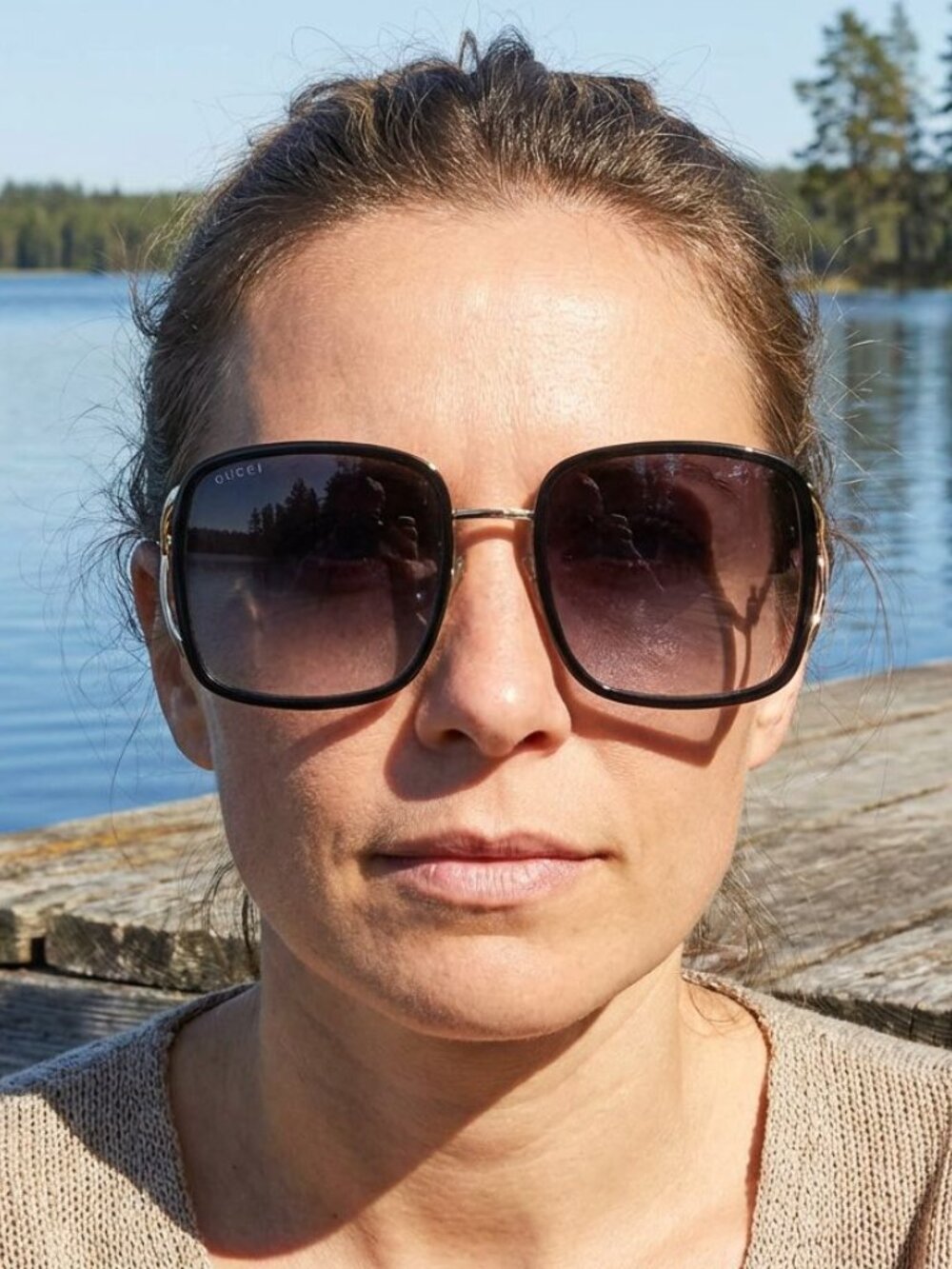 Gucci GG1016SK 004 Square Sunglasses - Black / Brown - Picture 2 of 13
